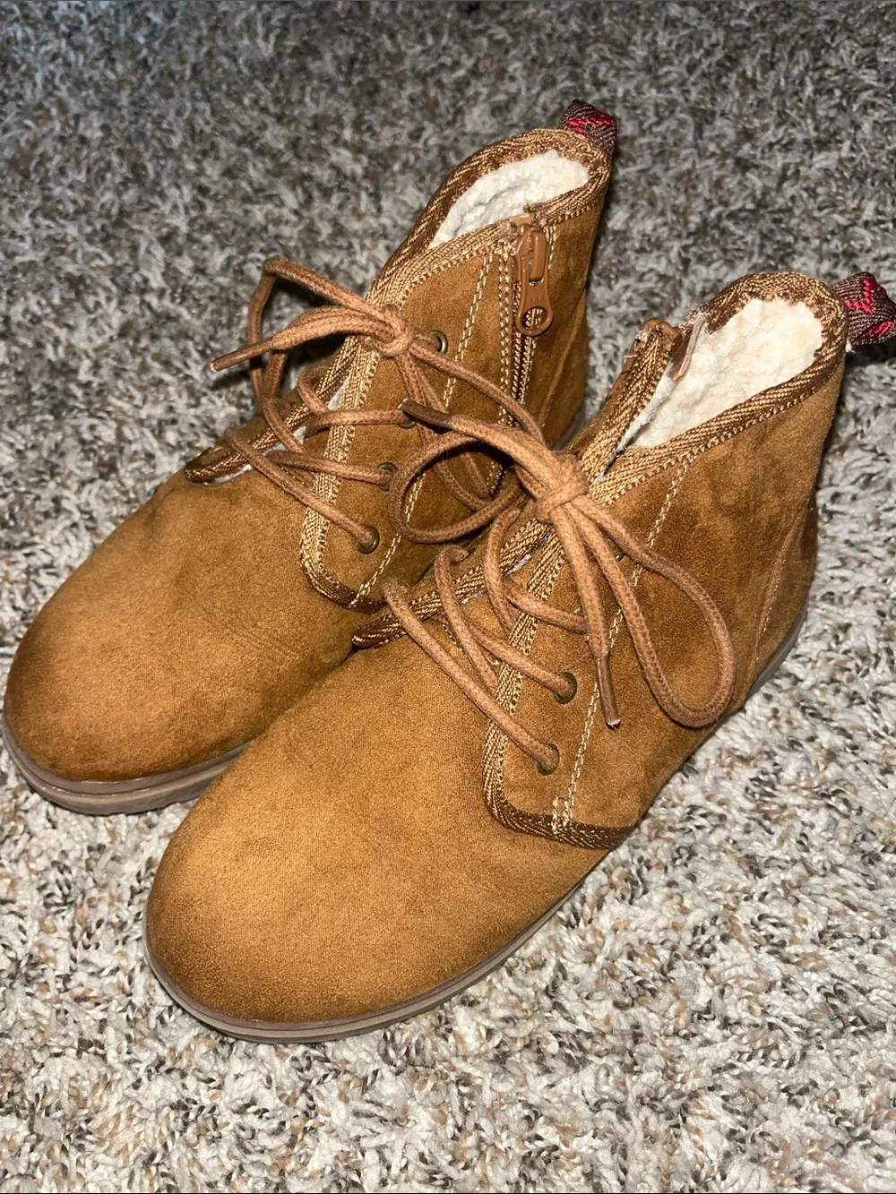 Girls Ankle Boots in Chestnut Brown - Lined Lace-Up Style like new